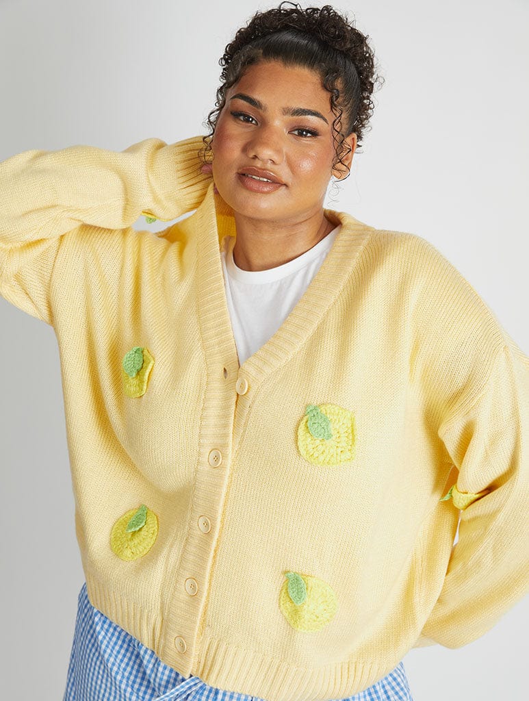 3D Lemons Knitted Cardigan