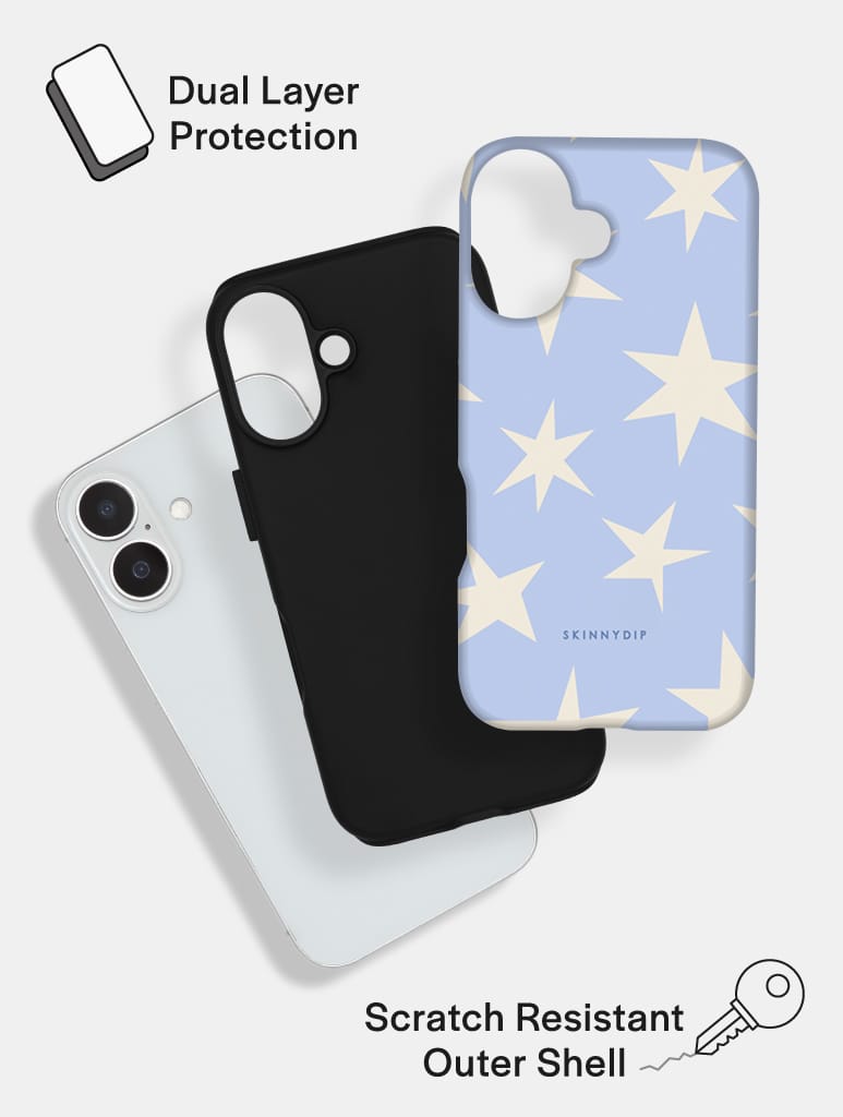 Blue and Cream Ditsy Star Ultra Protective iPhone Case