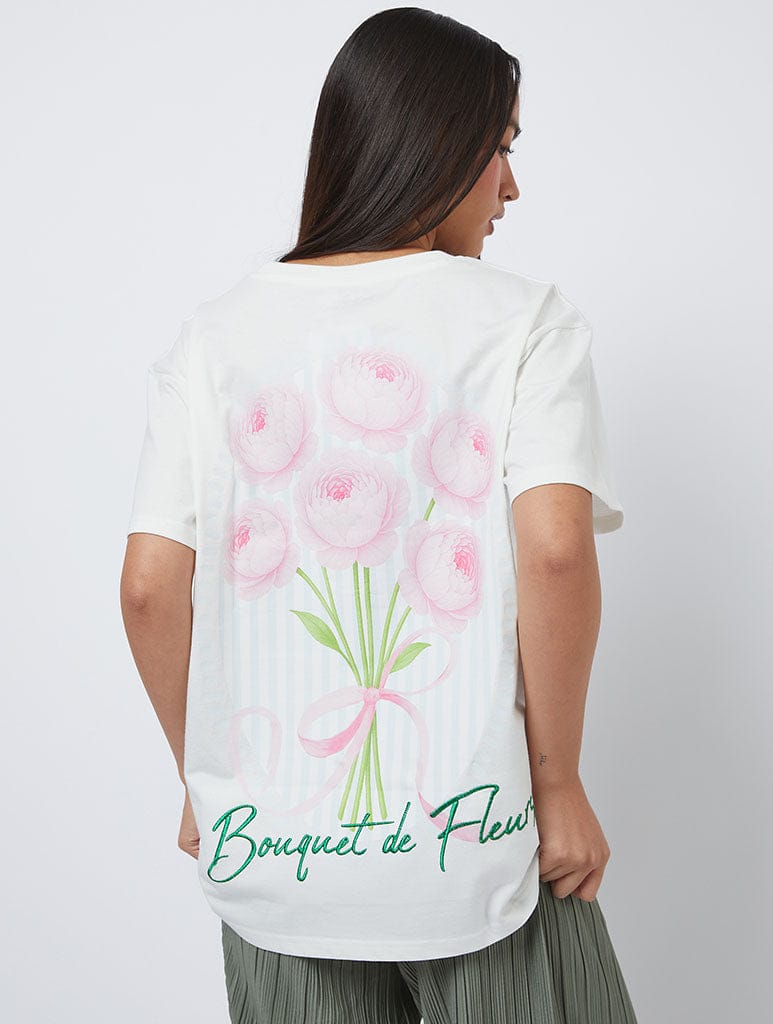 Bouquet De Fleurs Ecru T-Shirt - Image 1