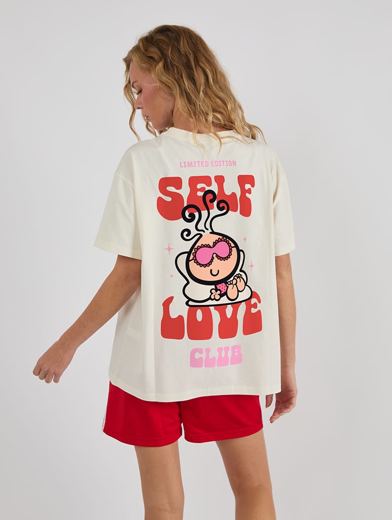 Bubblegum x Skinnydip Self Love Club T-Shirt In White - Image 1