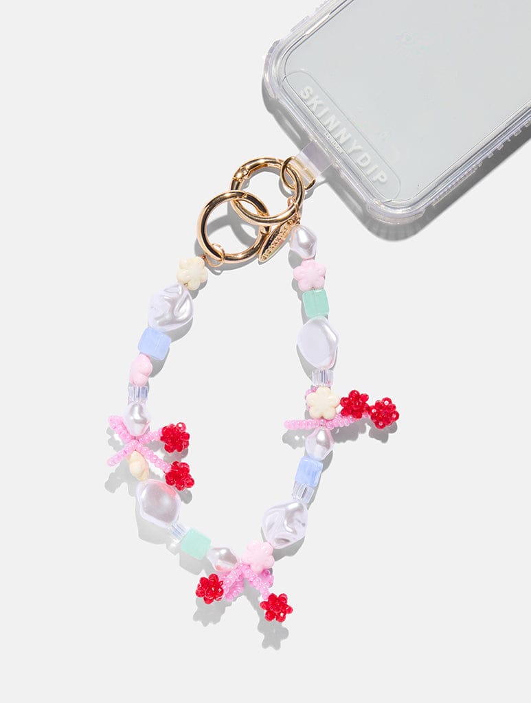 Cherry Bow Beaded Phone Charm