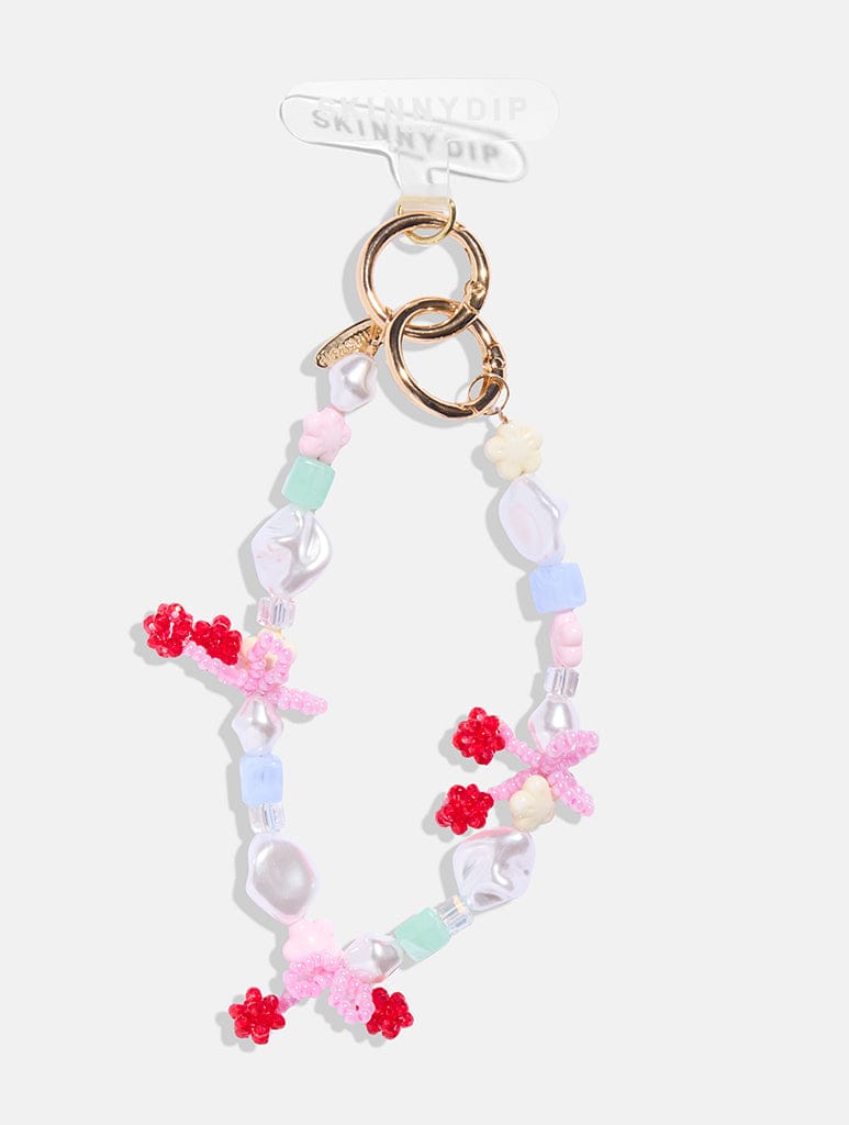 Cherry Bow Beaded Phone Charm - Image 1