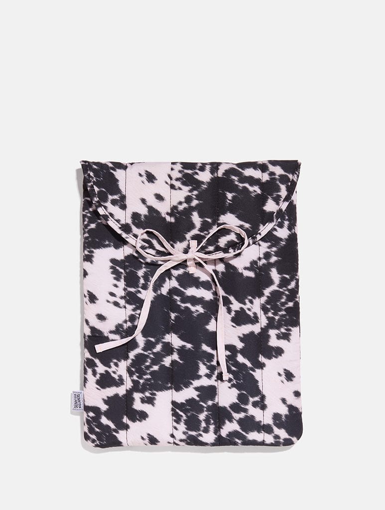 Cow Print Quilted Bow Laptop Sleeve - Image 1