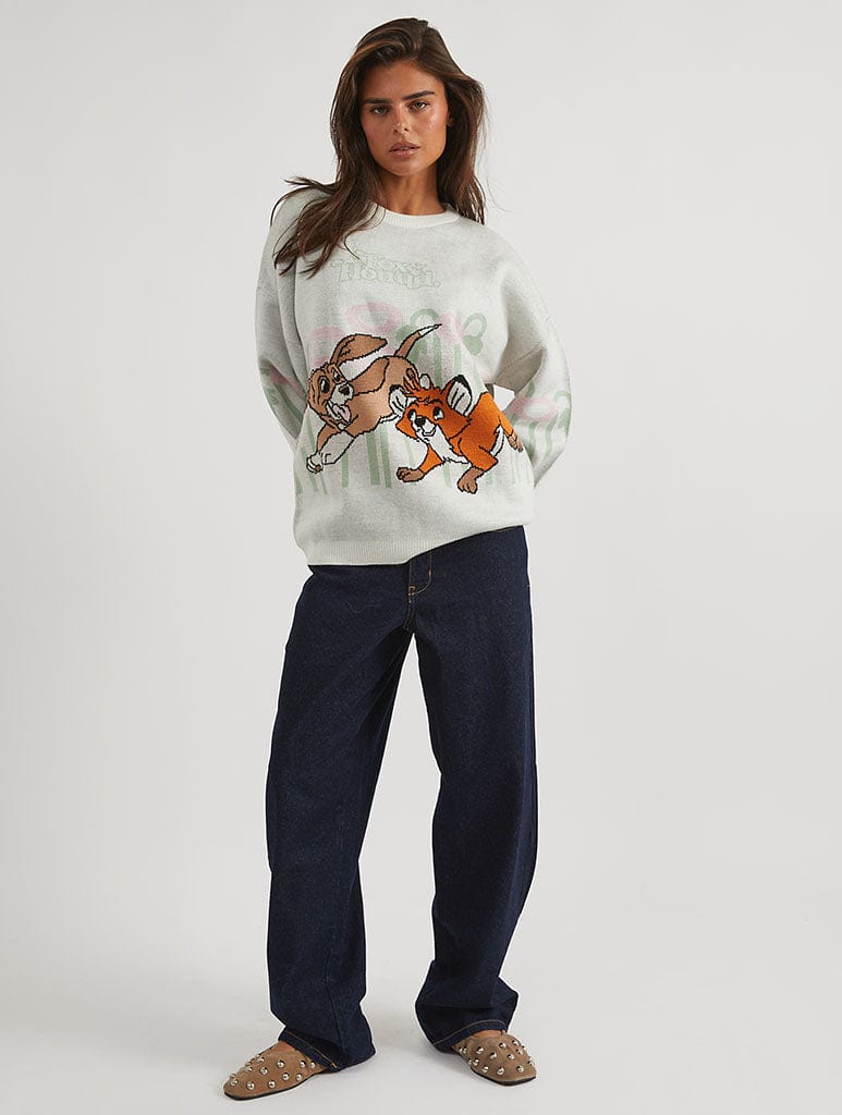 Disney Fox And The Hound Flower Knitted Jumper