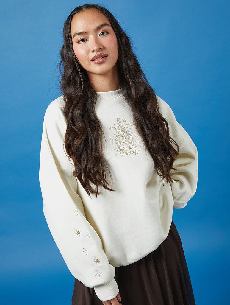 Disney Living in A Fantasy Gold Embroidered Sweatshirt