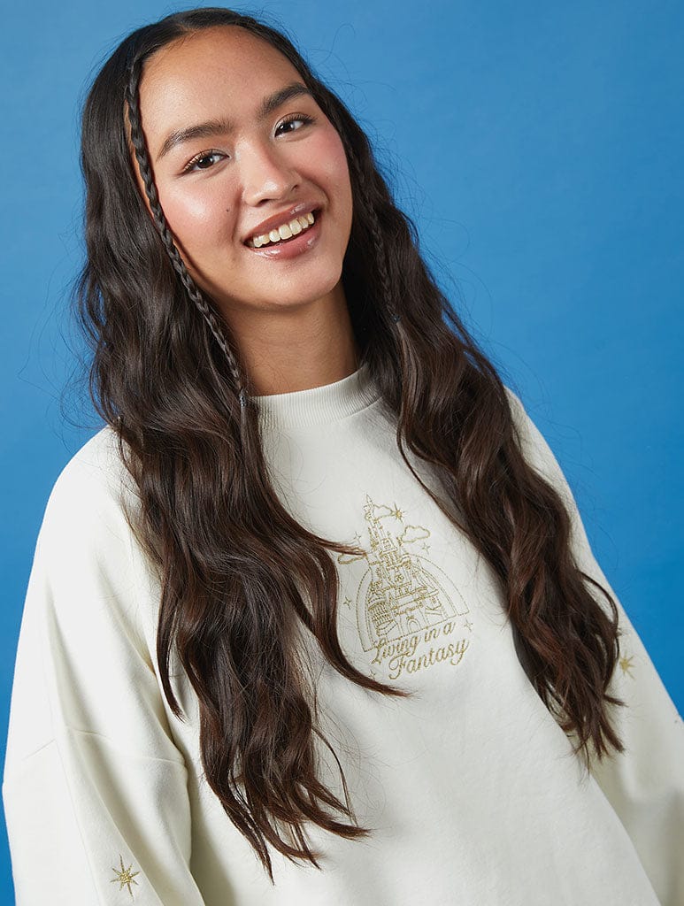 Disney Living in A Fantasy Gold Embroidered Sweatshirt - Image 1