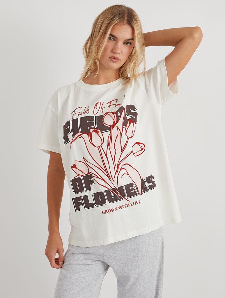 Fields of Flowers T-Shirt in Ecru - Image 1