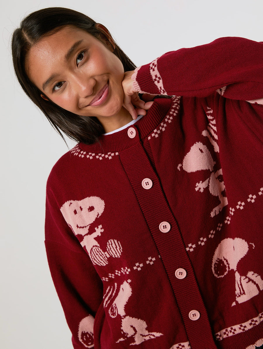 Peanuts x Skinnydip Snoopy Winter Knitted Cardigan - Image 1