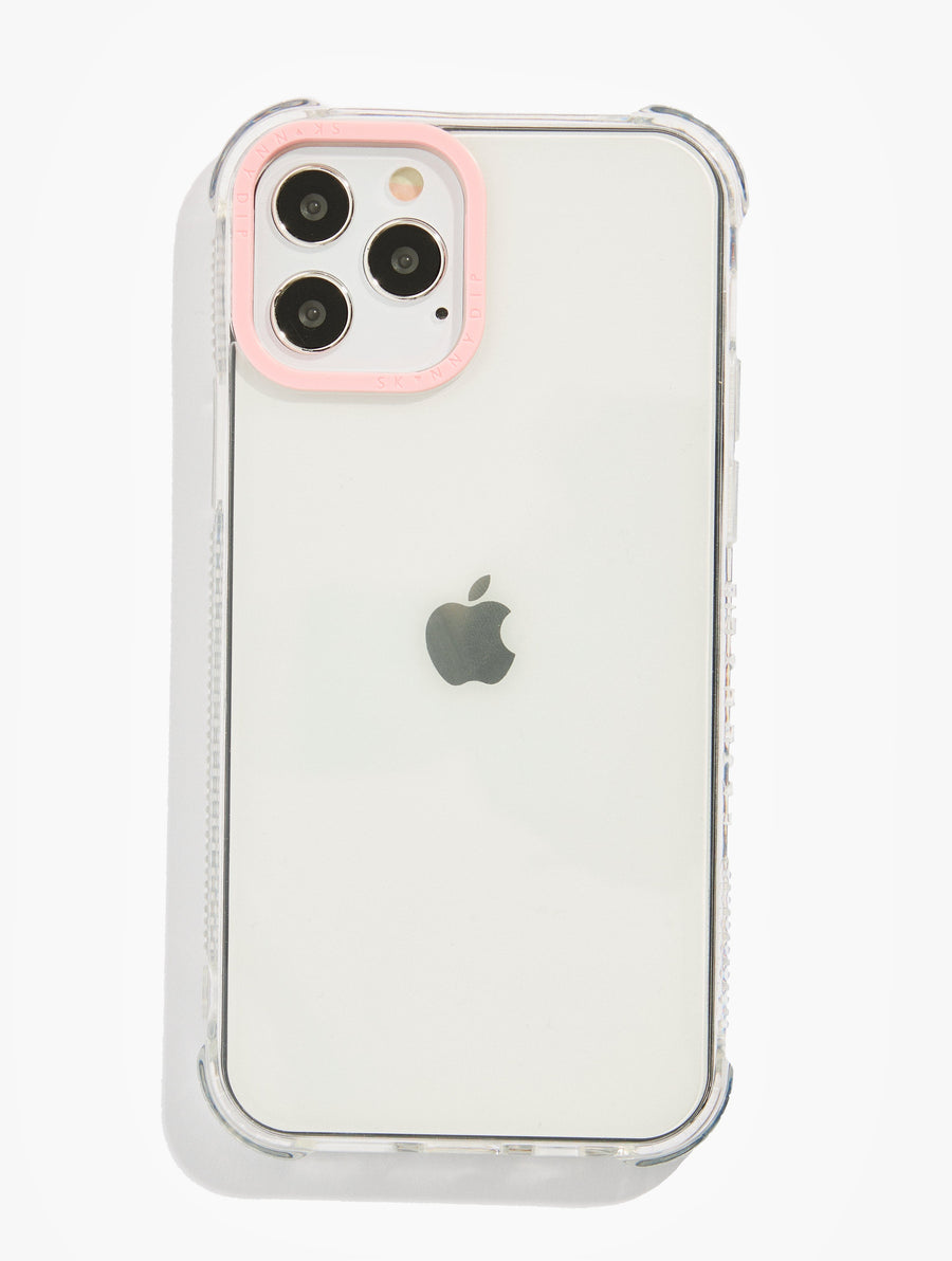Minimal Clear & Pink Camera Hole Shock iPhone Case - Image 1