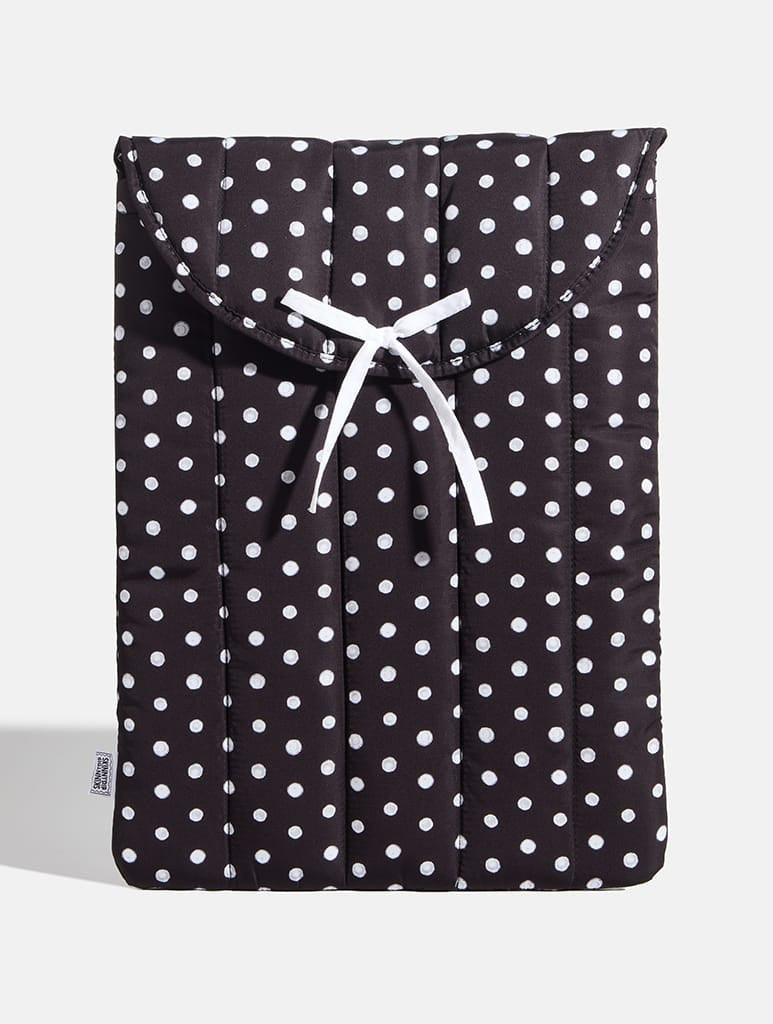 Polka Dot Quilted Laptop Sleeve in Black and White - Image 1