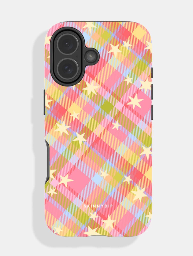 Starry Tartan Pink Flush Ultra Protective iPhone Case - Image 1