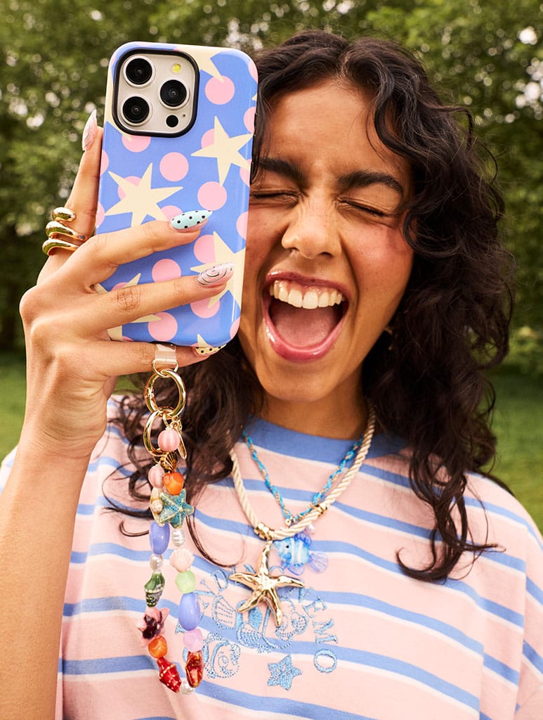 Stars and Spots Pink Yellow and Blue Ultra Protective iPhone Case
