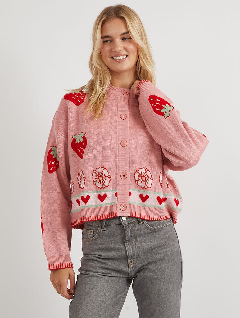 Strawberry Shortcake x Skinnydip 3D Knitted Cardigan - Image 1