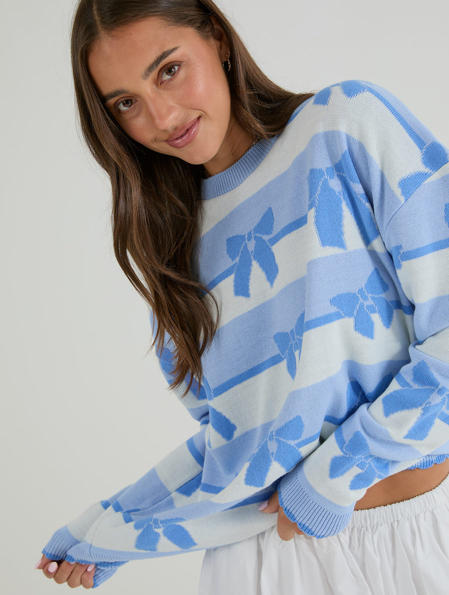 Stripe Bow Knitted Jumper - Image 1