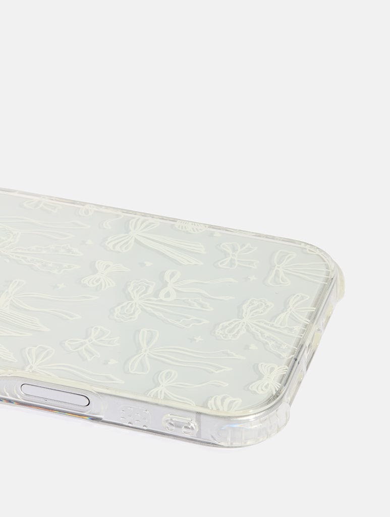White Pattern Bow Shock iPhone Case
