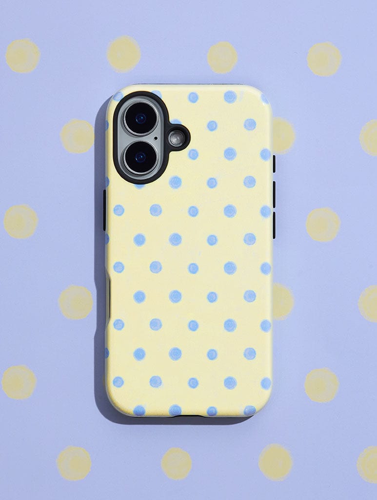 Yellow And Blue Painted Polka Dot Ultra Protective iPhone Case - Image 1