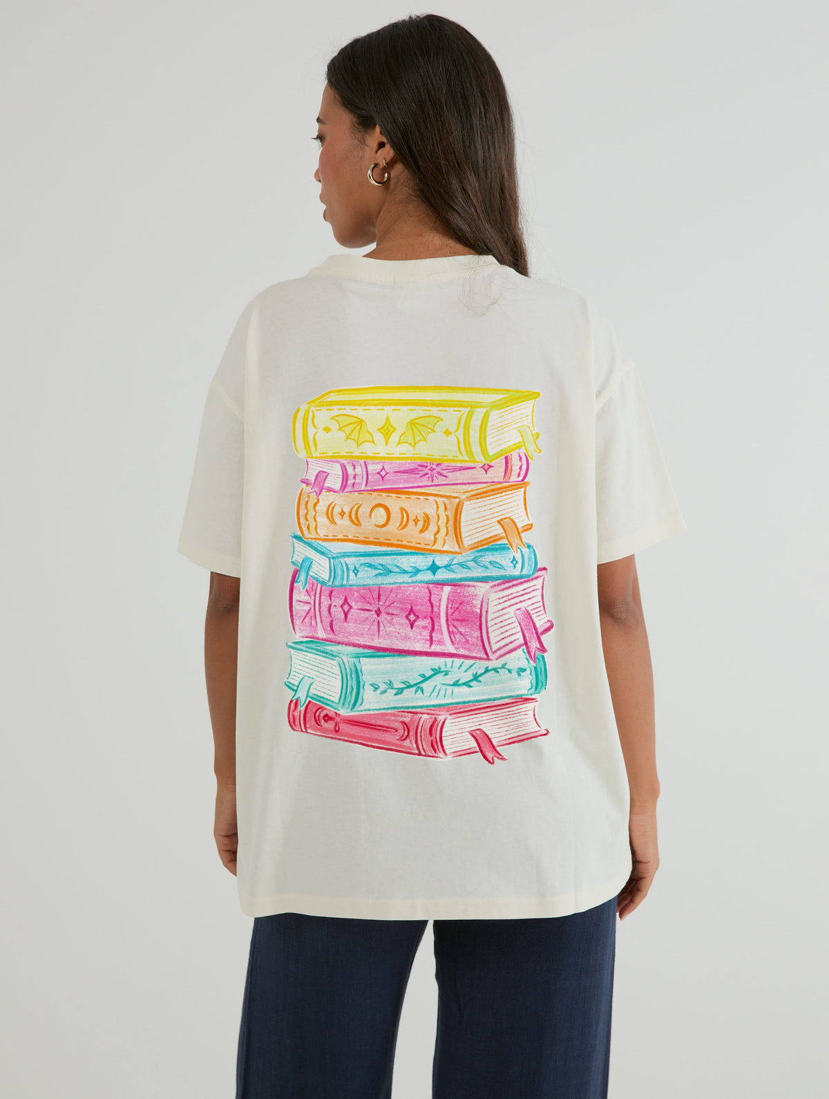 ACOTAR Book Stack T-Shirt In White - Image 1