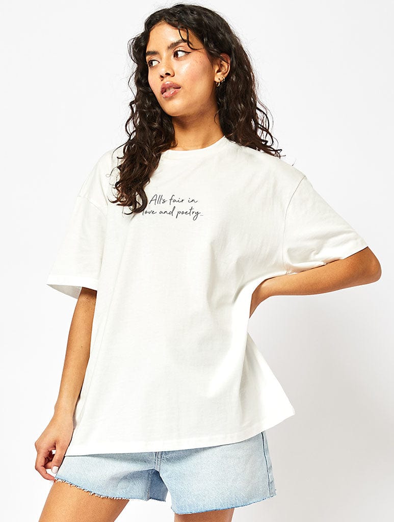 All's Fair In Love And Poetry T-Shirt In Ecru - Image 2
