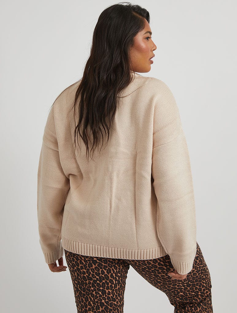Applique Crochet Cherry Knitted Jumper in Cream - Image 3