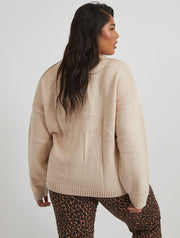 Applique Crochet Cherry Knitted Jumper in Cream
