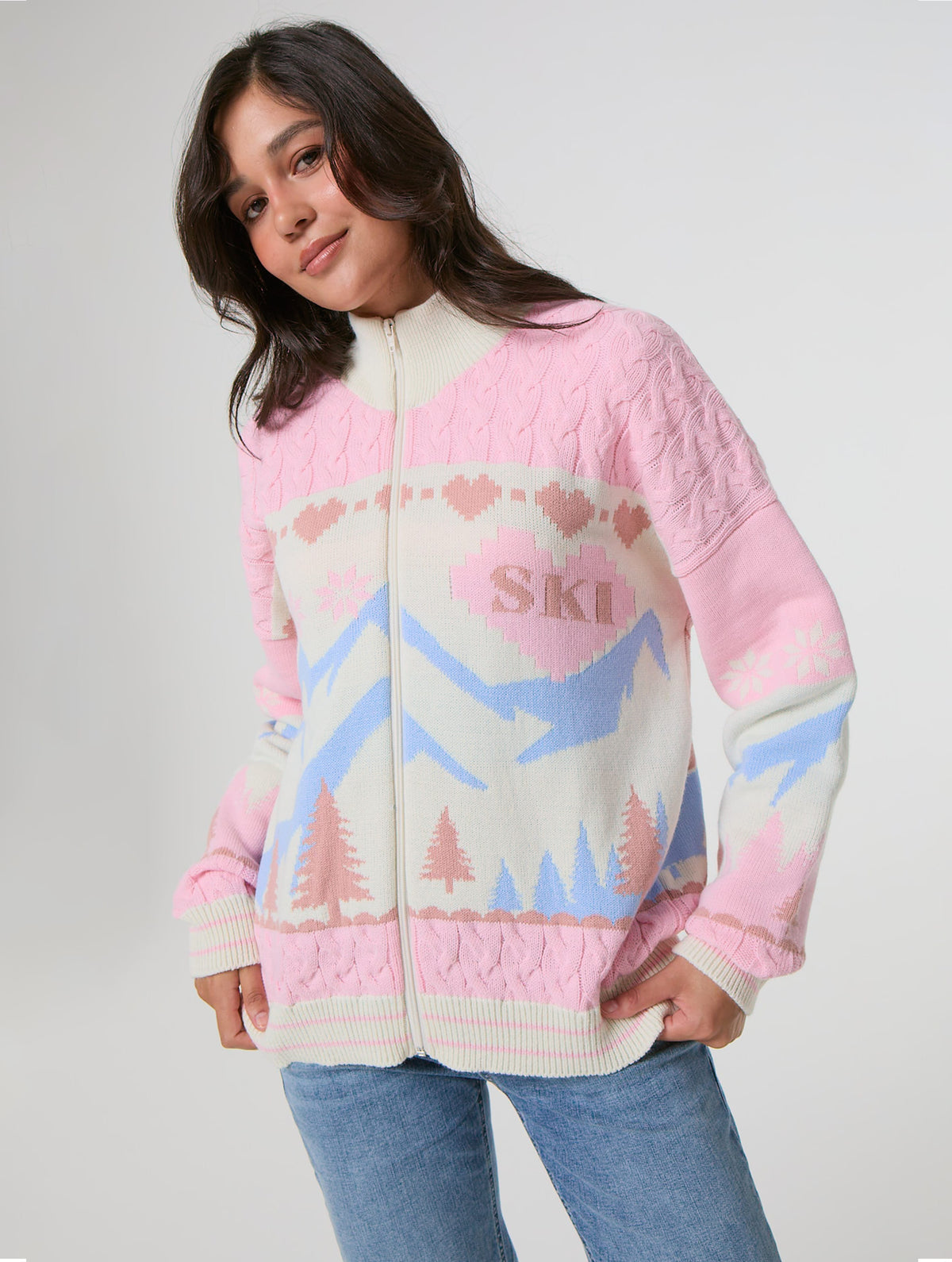 Apres Ski Zip Through Knitted Jumper - Image 1