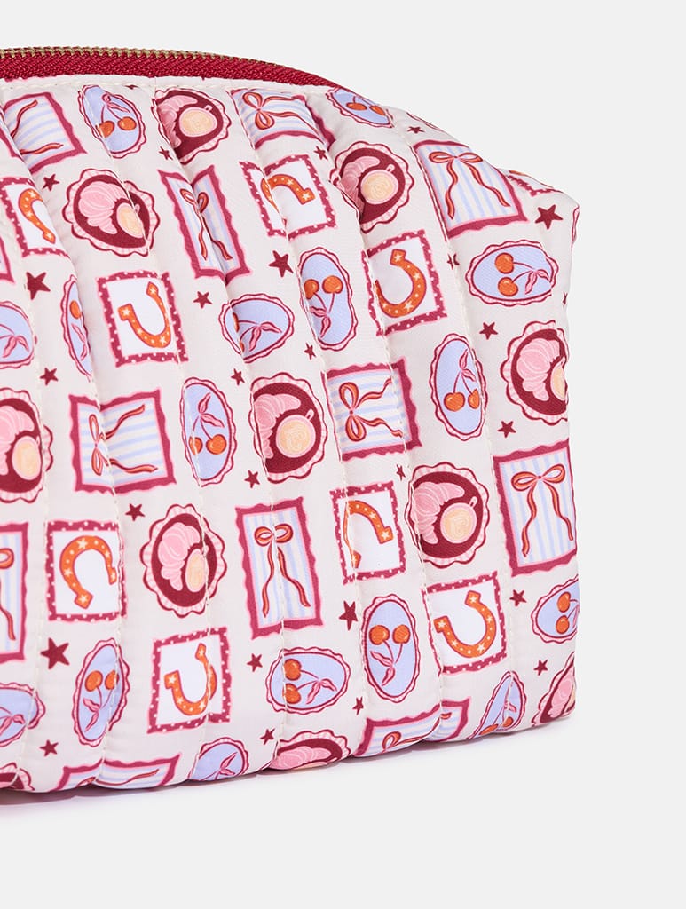 Autumn Cherry Patchwork Quilted Makeup Bag - Image 3