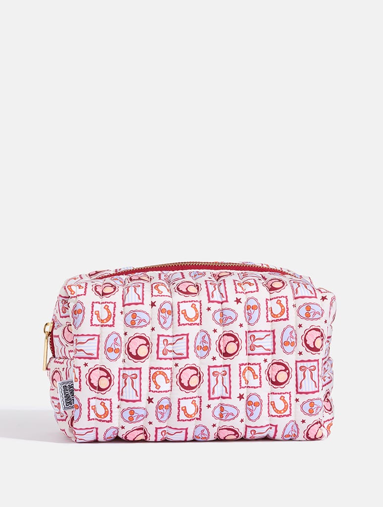 Autumn Cherry Patchwork Quilted Makeup Bag - Image 1