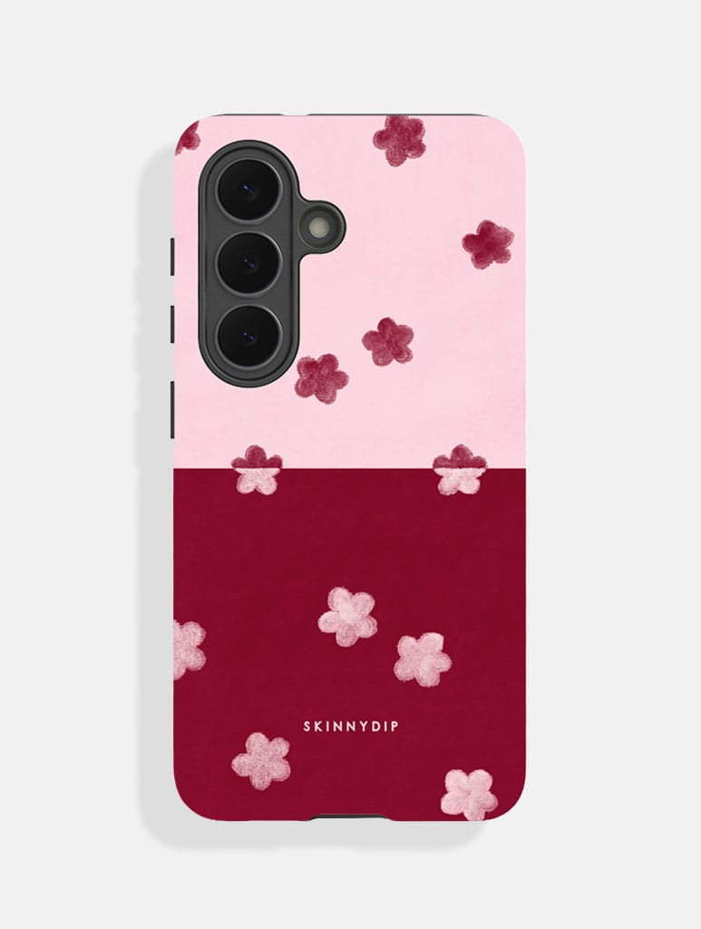 Baby Pink and Red Two-Tone Flower Ultra Protective Samsung Case - Image 1