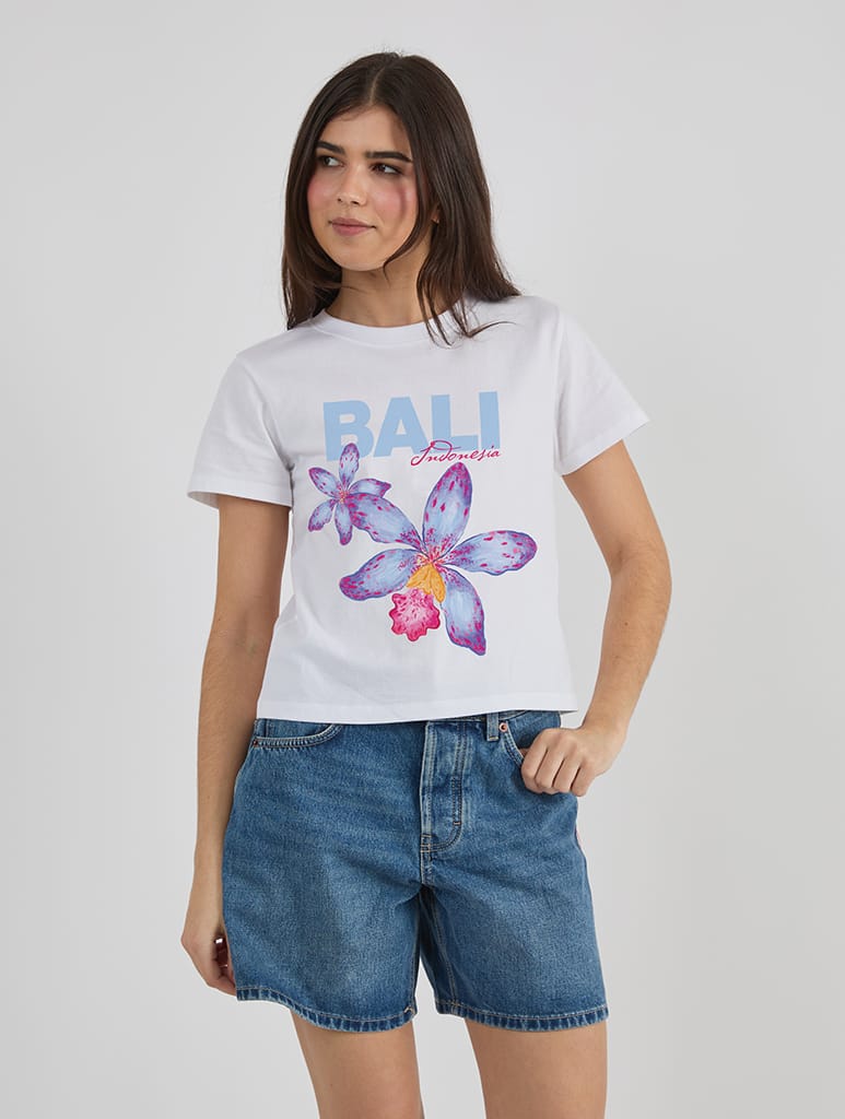 Bali Flower Baby T-Shirt In White - Image 1