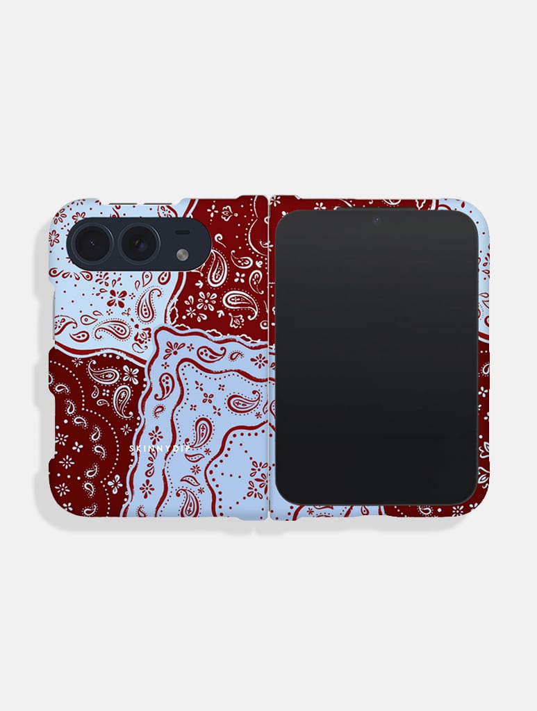 Bandana Paisley Brown And Blue Impact Resistant iPhone Duo Case - Image 1