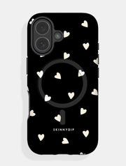 Black and Cream Ditsy Hearts MagSafe Ultra Protective iPhone Case