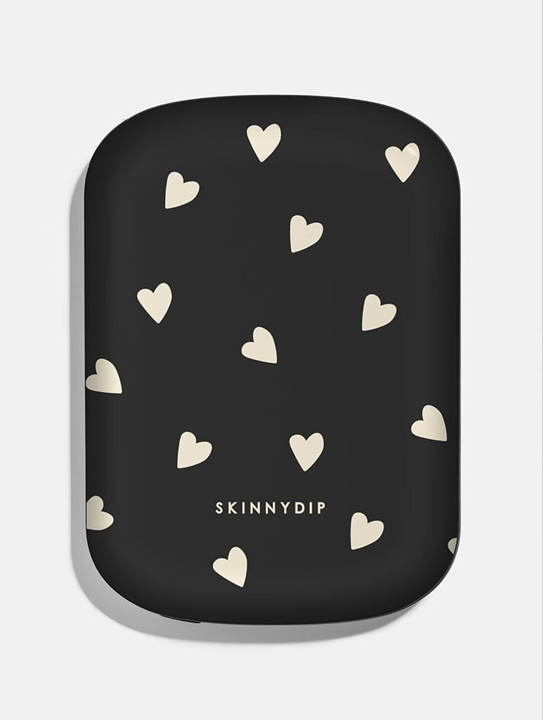 Black and Cream Ditsy Hearts Portable Magsafe Charger - Image 1