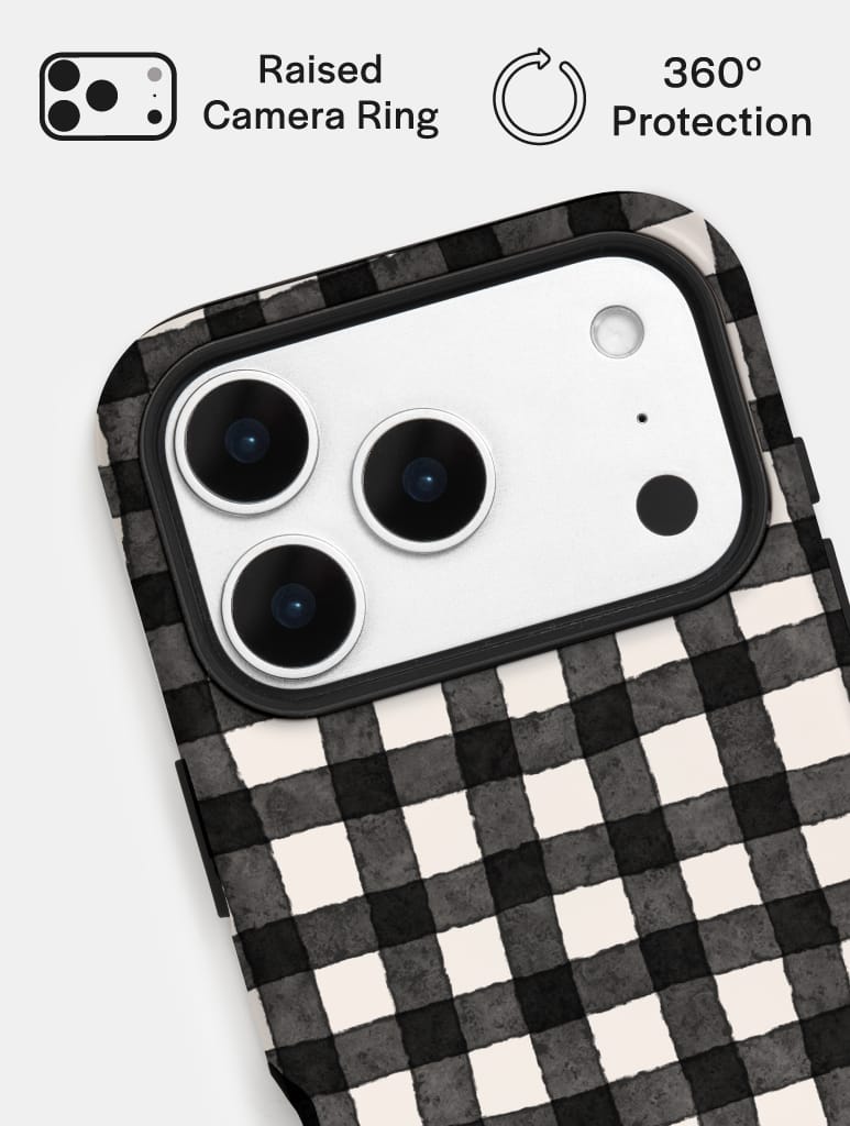 Black and White Gingham Ultra Protective iPhone Case - Image 4