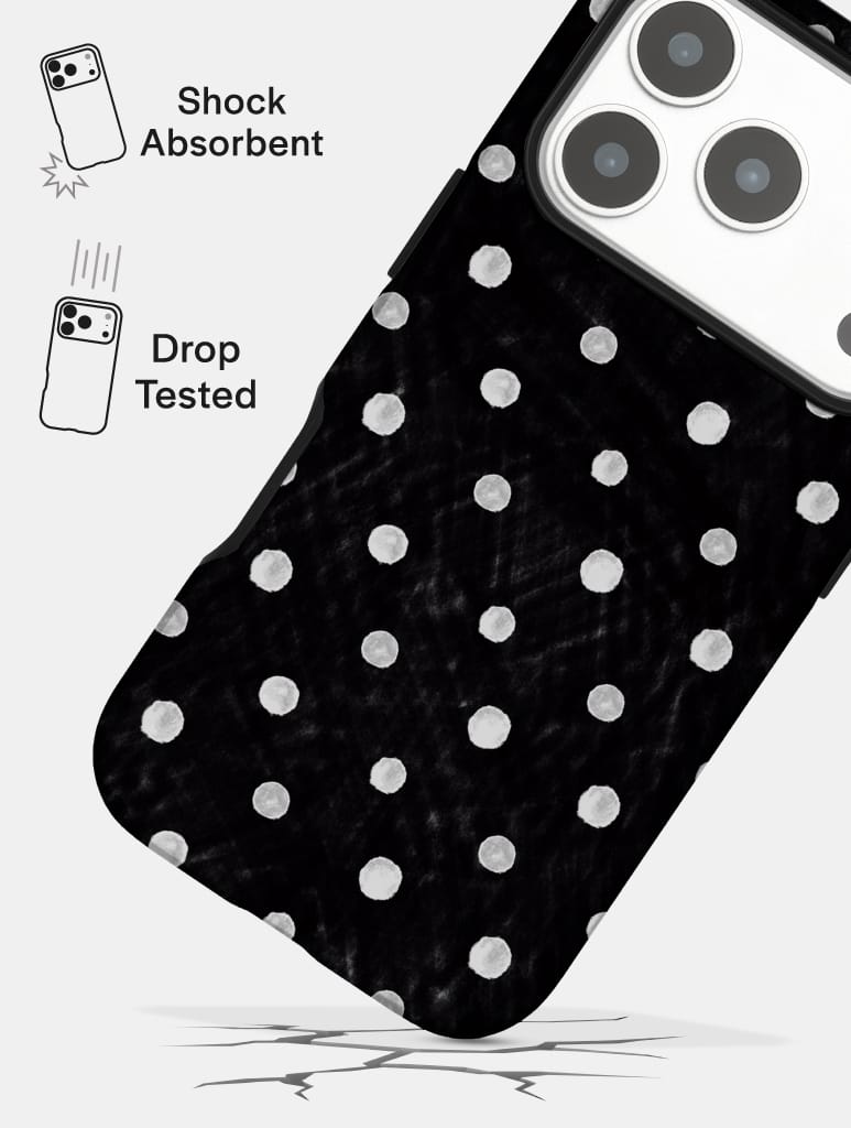 Black And White Painted Polka Dot Ultra Protective iPhone Case - Image 4