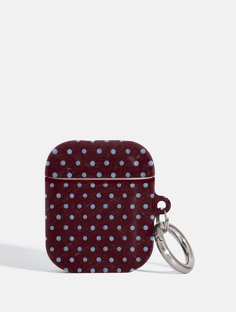 Blue and Brown Painted Polka Dot AirPods Case - Image 1