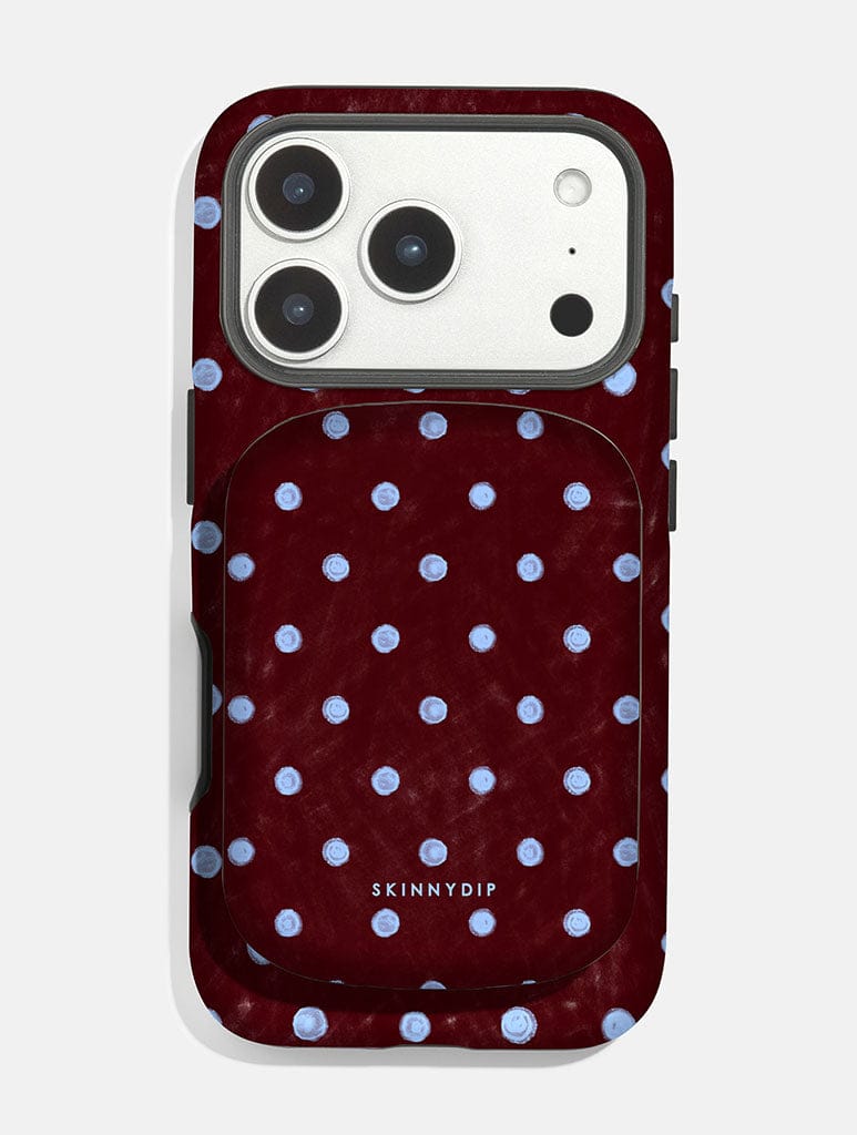Blue and Brown Painted Polka Dot Portable Magsafe Charger - Image 2