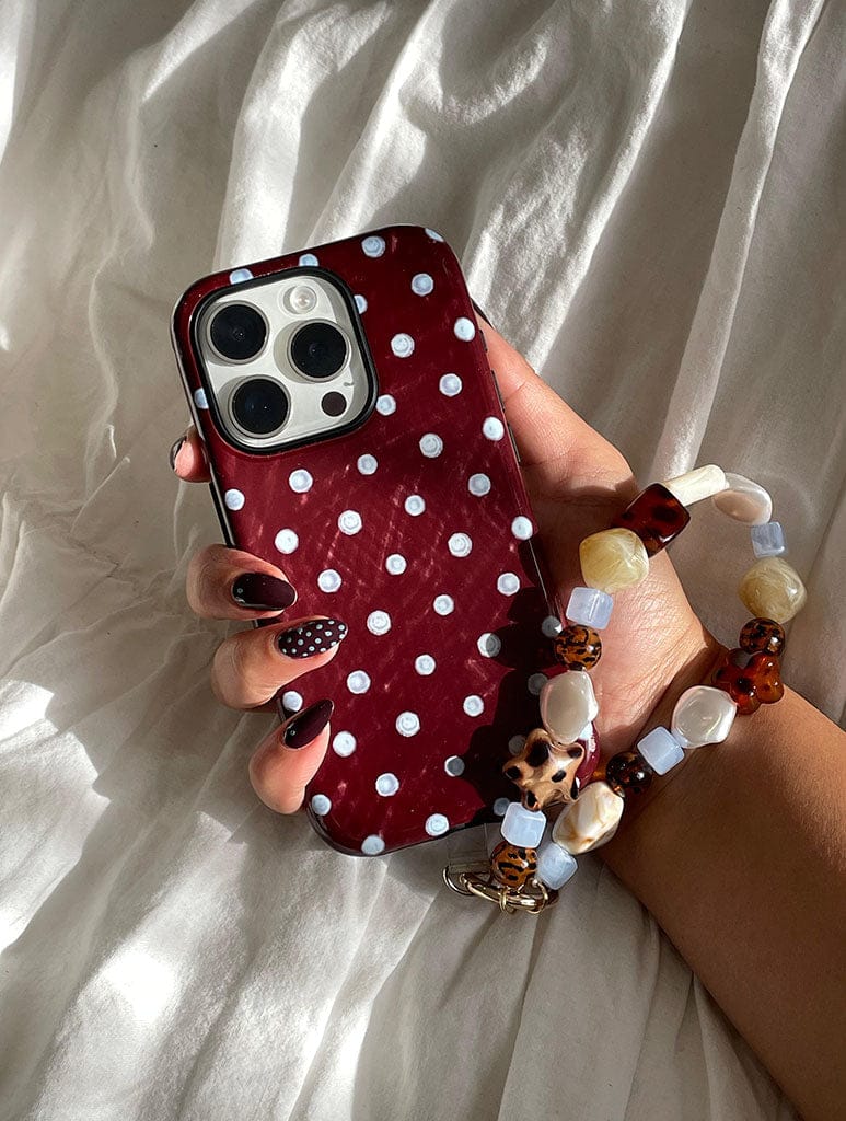 Blue And Brown Painted Polka Dot Ultra Protective iPhone Case