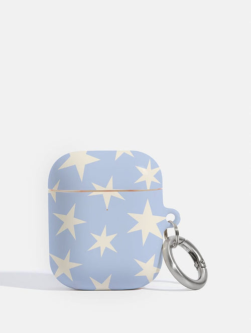 Blue And Cream Ditsy Stars AirPods Case - Image 1