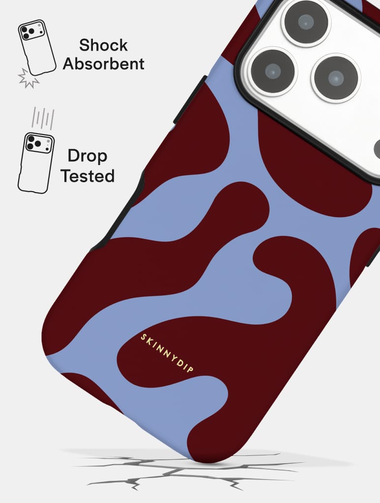 Blue and Maroon Pattern Ultra Protective iPhone Case - Image 4