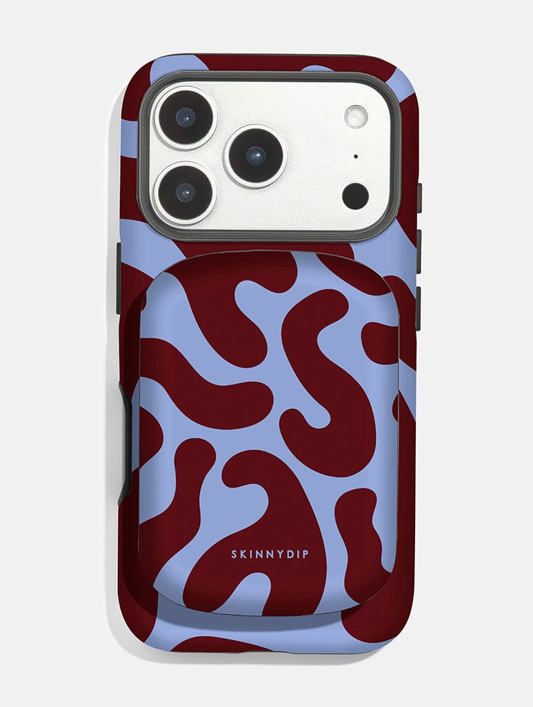 Blue and Maroon Pattern Portable Magsafe Charger