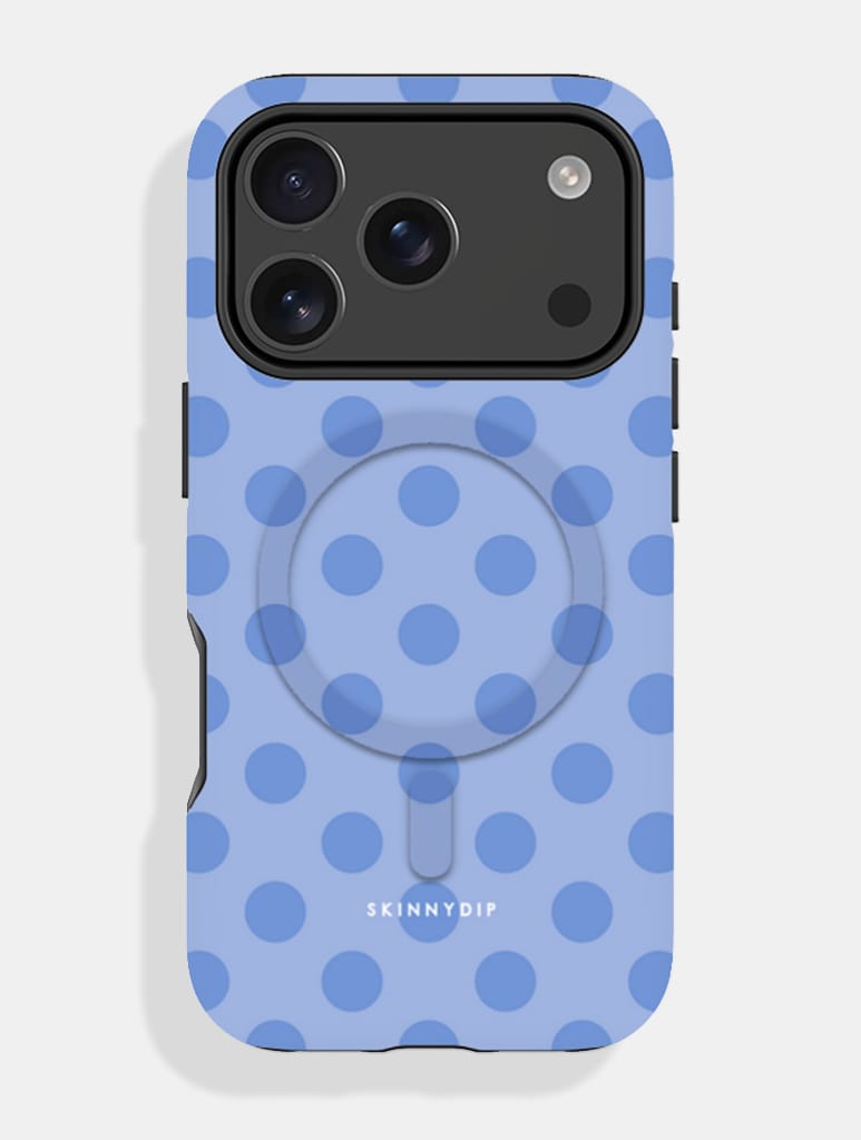 Blue Large Polka Dot MagSafe Ultra Protective iPhone Case - Image 1