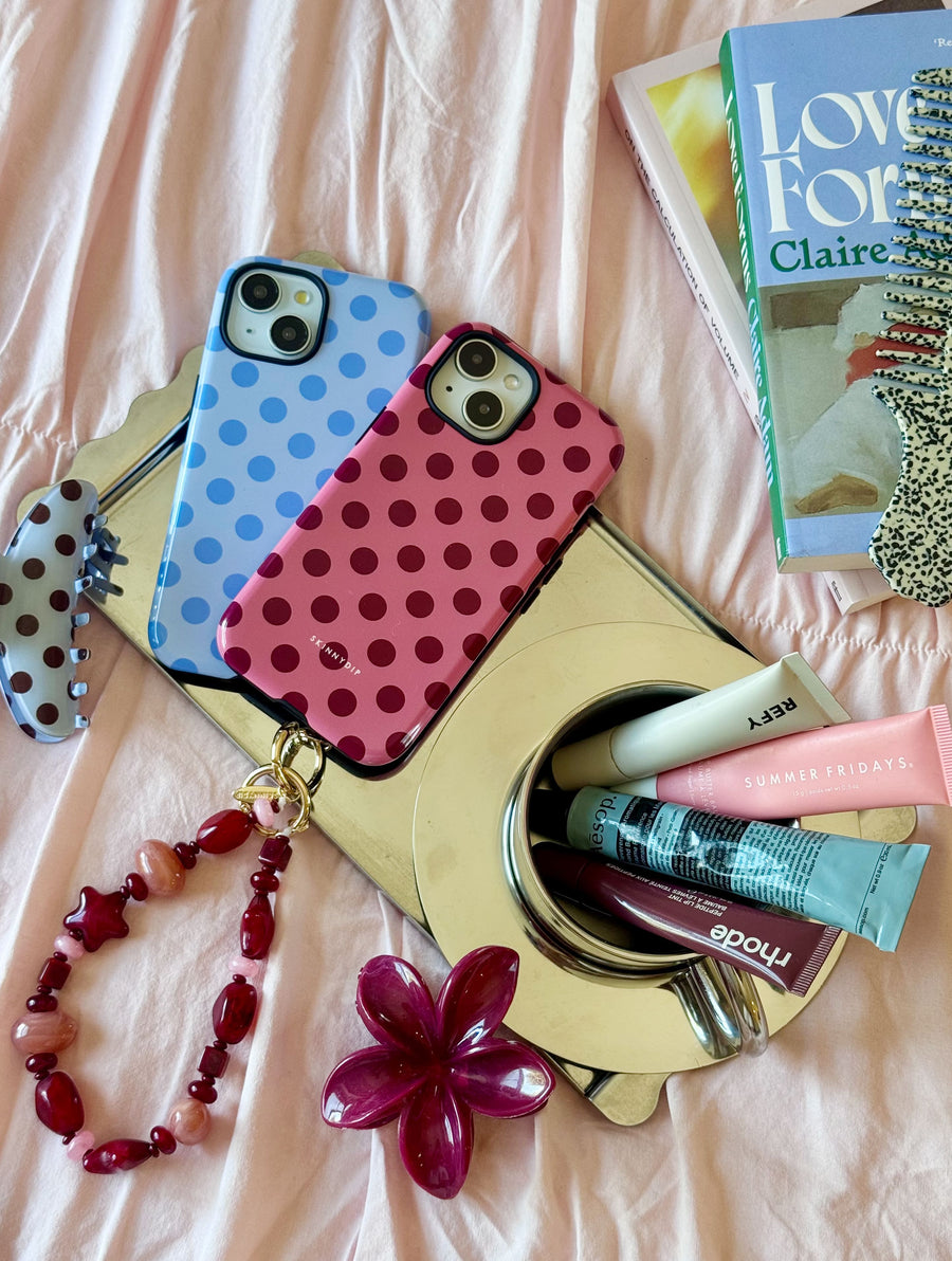 Burgundy Red Large Polka Dot Ultra Protective iPhone Case
