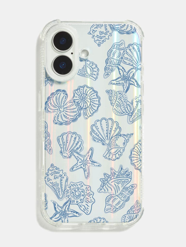 Blue Outline Sea Shells Shock iPhone Case - Image 1