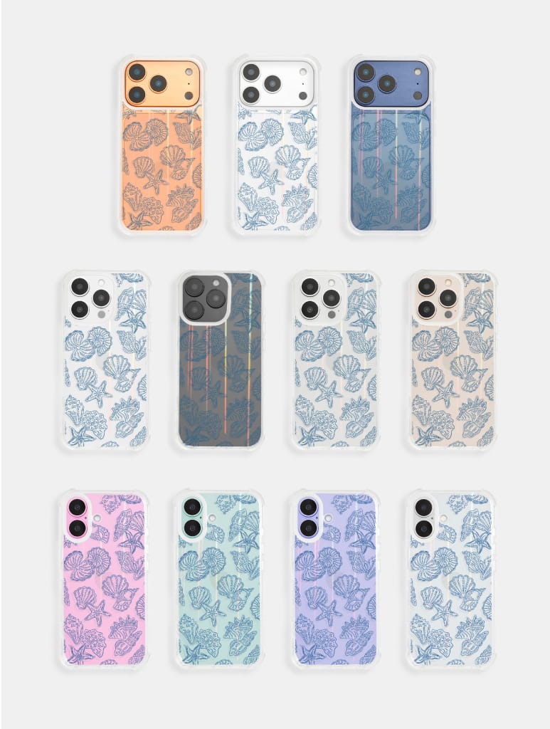 Blue Outline Sea Shells Shock iPhone Case - Image 5