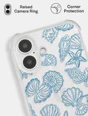 Blue Outline Sea Shells Shock iPhone Case