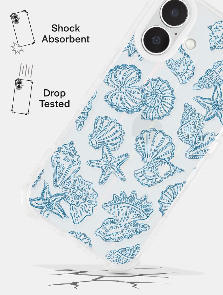 Blue Outline Sea Shells Shock iPhone Case - Image 3