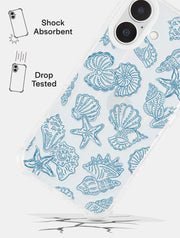 Blue Outline Sea Shells Shock iPhone Case