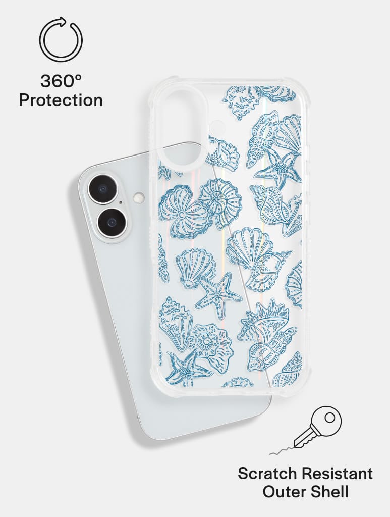 Blue Outline Sea Shells Shock iPhone Case - Image 2