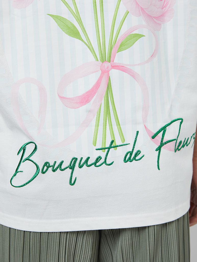 Bouquet De Fleurs Ecru T-Shirt - Image 4