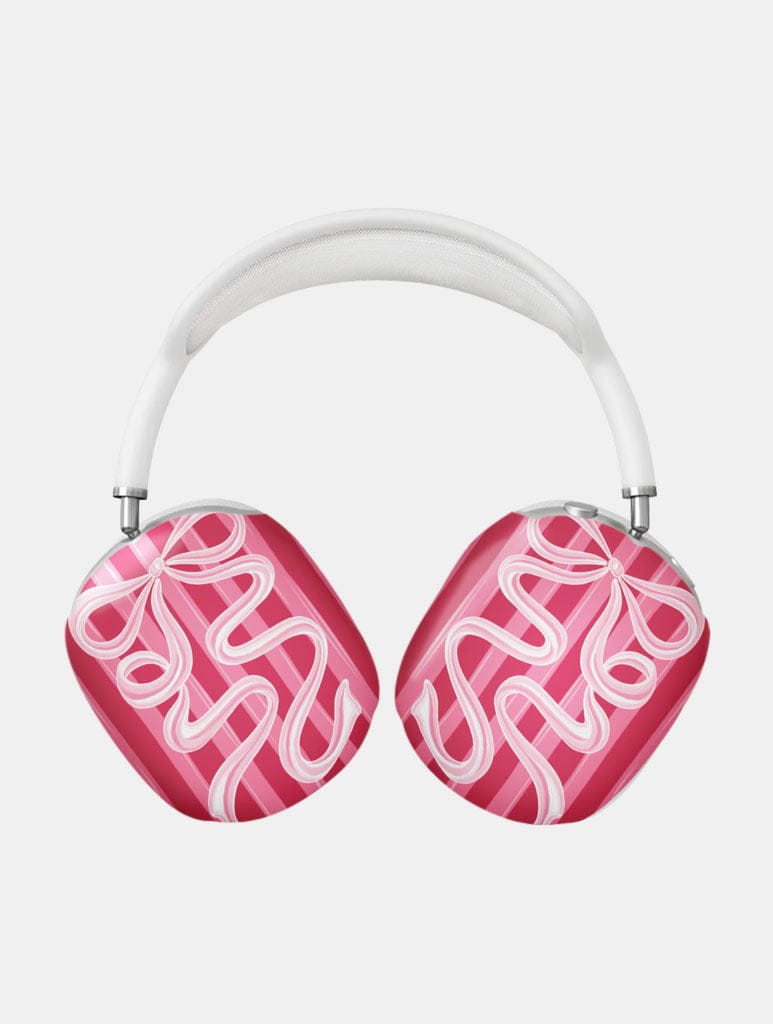 Bow Stripe Red and Pink Airpods Max Case in Gloss - Image 1